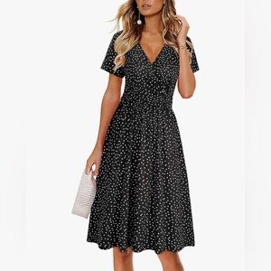 Elegant Black Polka Dot Dress